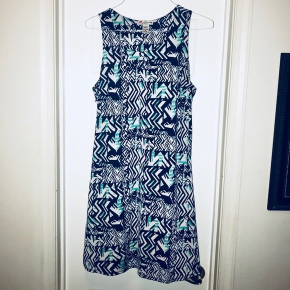 Jude Connally Navy Turquoise and White Dress - Picture 1 of 2